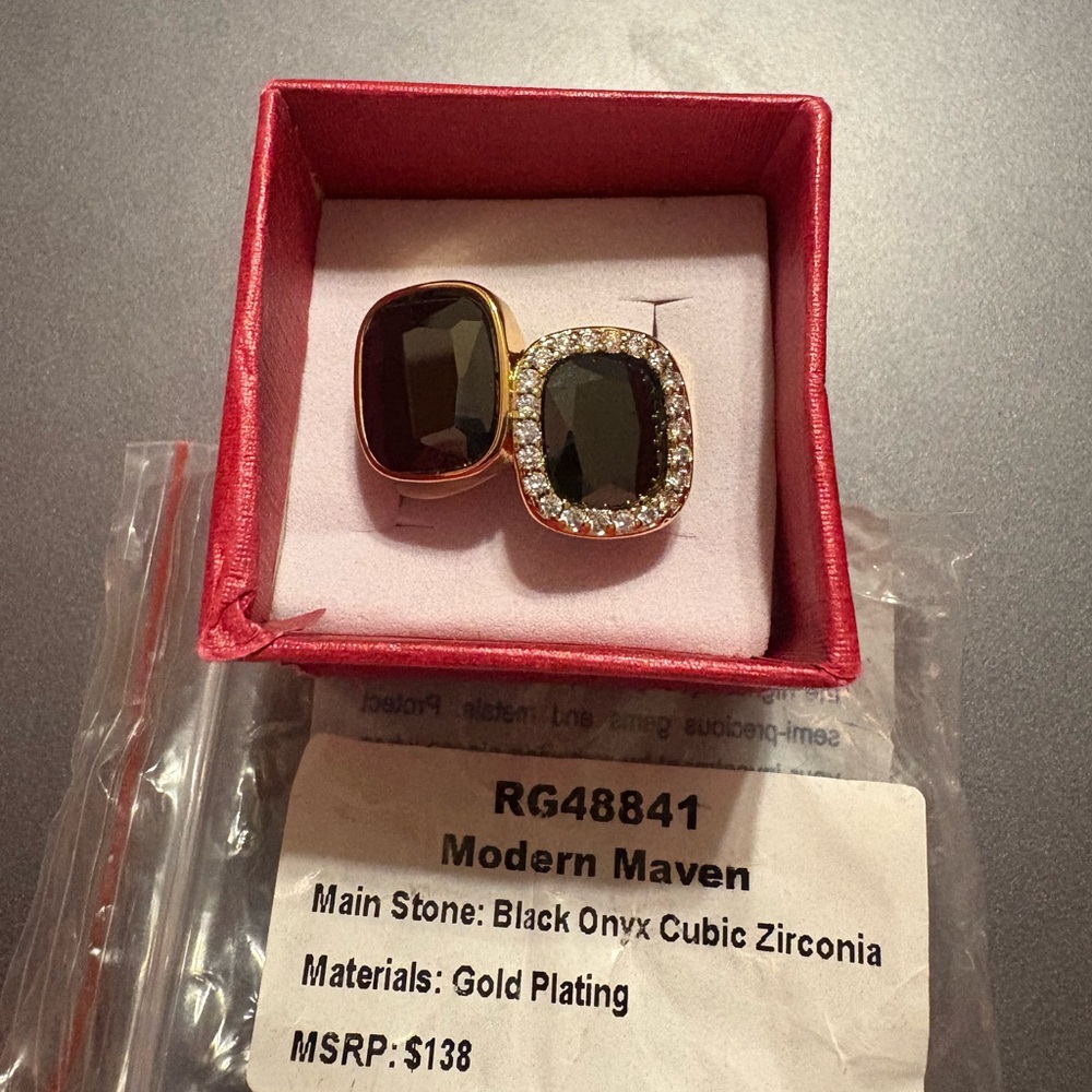 Statement Ring! Modern Maven Black Onyx Gold Plated Ring